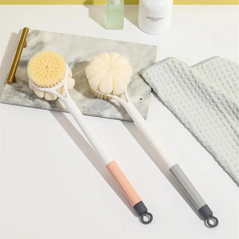 New Sponge Long Soft Hair Bath Brush Doubleside Rub Shower Brush Back Scrubber Exfoliating Tool Brush Bath Supplies