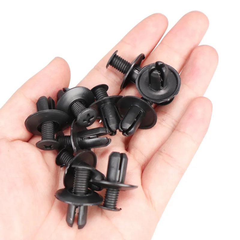 8mm Plastic Rivets Fasteners Screw Car Bumper Fender Black Rivet Car Fastener Clips for Toyota Focus Kia Nissan Yamaha