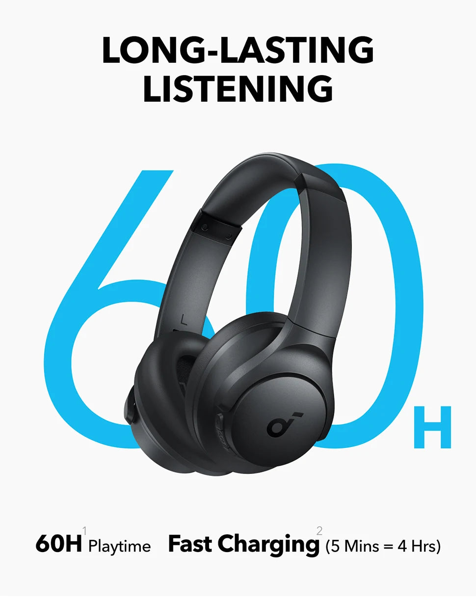 Soundcore by Anker Q11i Wireless Over-Ear Bluetooth Headphones Deep Bass Wireless Bluetooth Earphones 60H Wireless Headphones