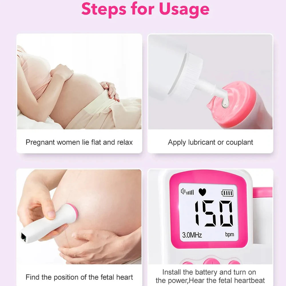 AJC Household Doppler Fetal Heart Rate Monitor for Baby Pregnancy Heartbeat Detector Pulse Meter No Radiation Stethoscope