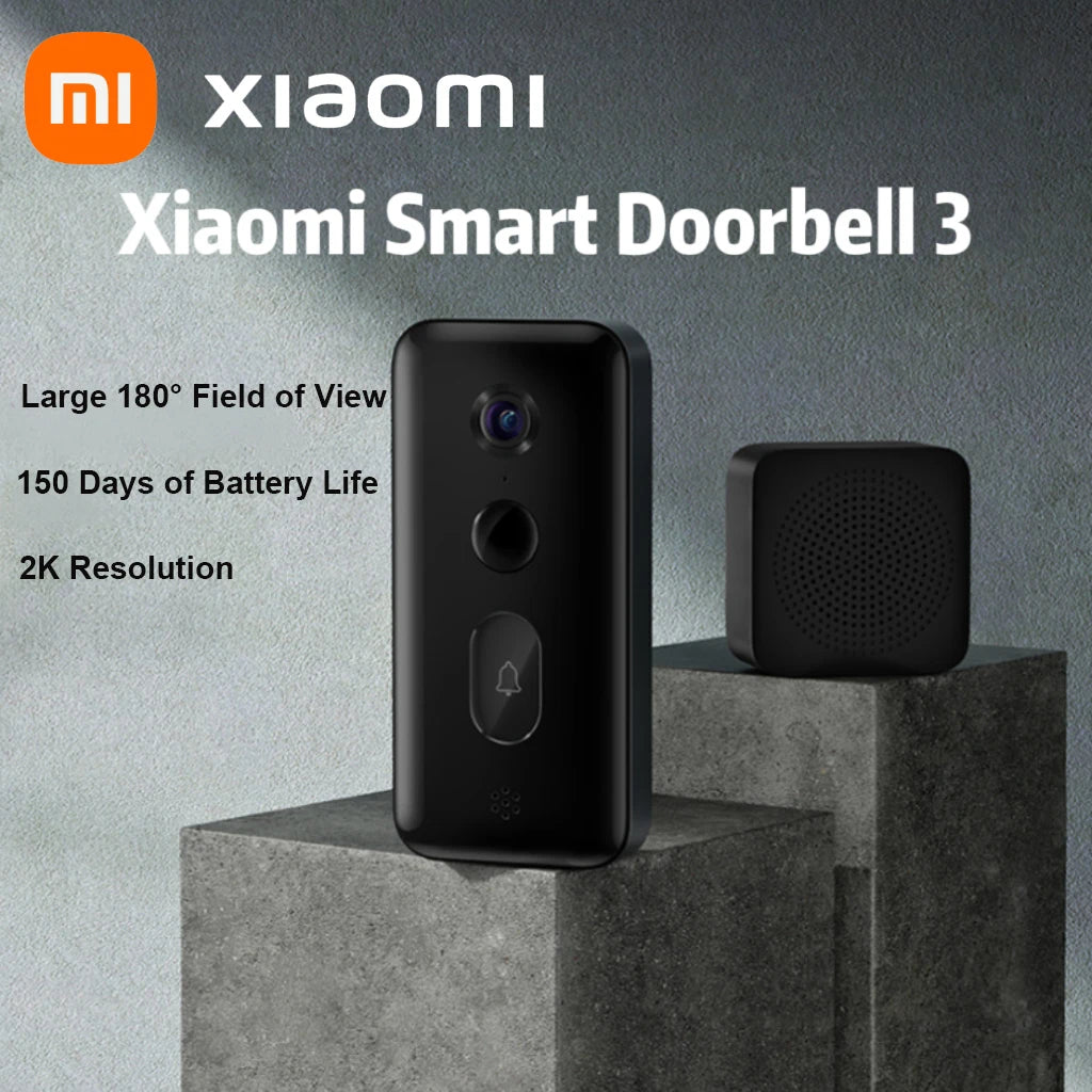 XIAOMI MIJIA Smart Doorbell3 2K Ultra HD Night Vision Video Doorbell 150 Days of Battery Life AI Human Recognition Work with Mi