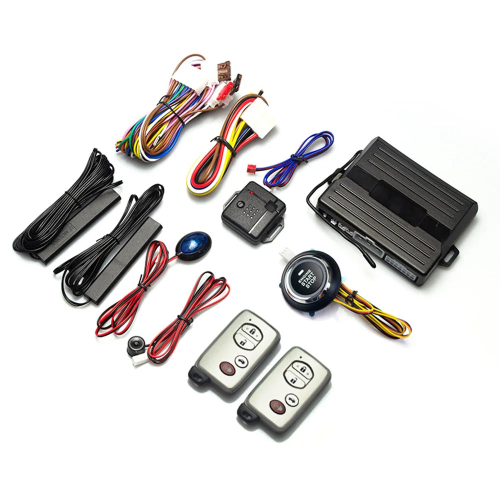 12V Universal Car Keyless Entry System Engine Start Alarm System One-button Start/Stop System Remote Starter Stop Accessories