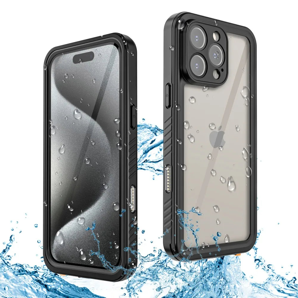 Magnetic Charging with Stand Anti Fall IP68 Waterproof Case For iPhone 16 15 Pro Max Plus Drop proof Diving Swim Outdoor Sport