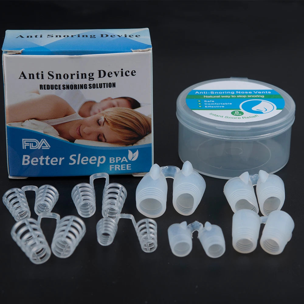 8PCS Silicone Anti Snoring Device Prevent Snoring Sleeping Prevent Nasal Congestion Snoring Nose Clip Easy Breathe Improve Sleep