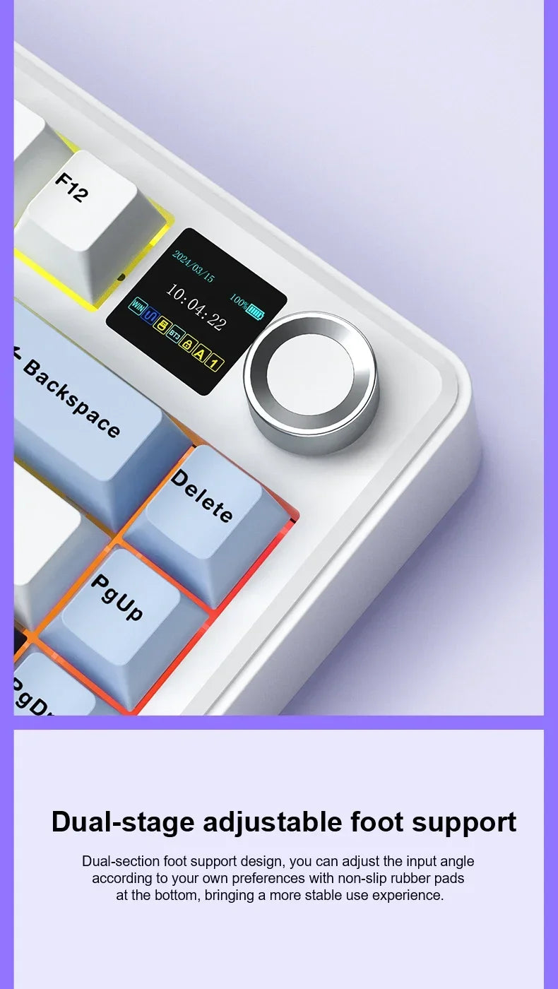 AULA F75 MAX Gaming Keyboard Three-mode connection 75% Layout Gasket Structure Hot-Swap RGB E-sports Keyboard Game Accessories