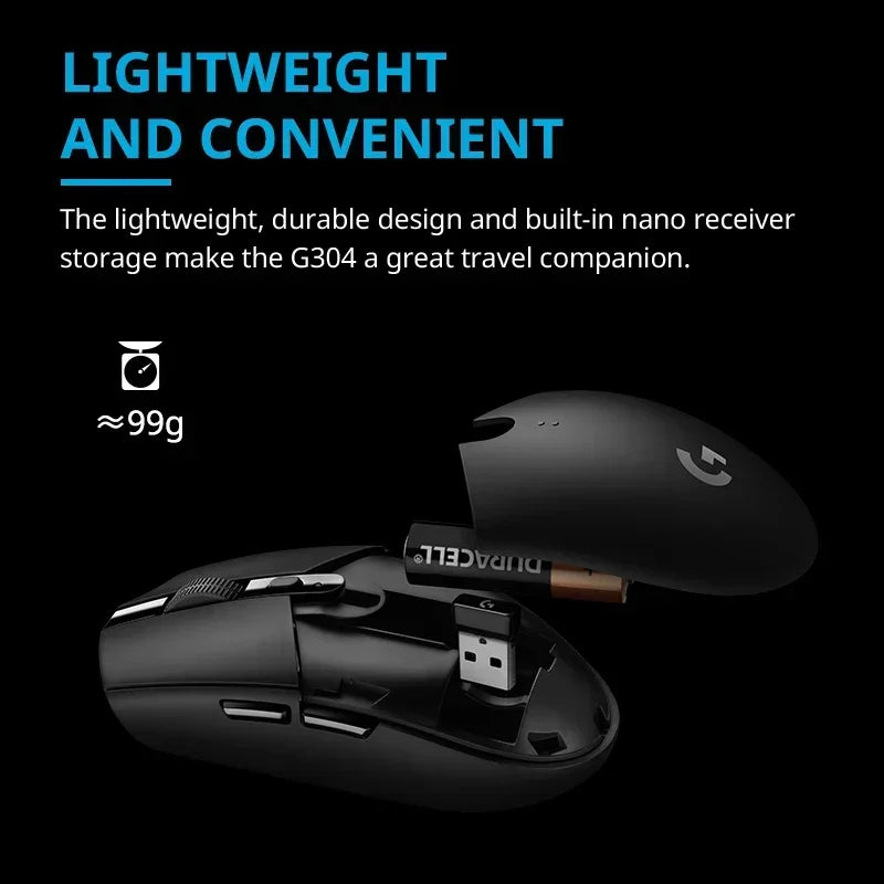 Logitech G304/G305 LIGHTSPEED Wireless Lightweight Gaming Mouse For FPS/MOBA/MMO/RPG/CS2- HERO Sensor 12K DPI, 6 Programmable