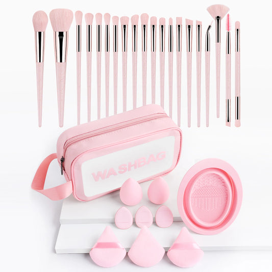 Makeup Brush Sets with bag&Makeup Brush Cleaning Tool, 20pcs Plastic Classic Multifunctional Makeup Brush for Professionals