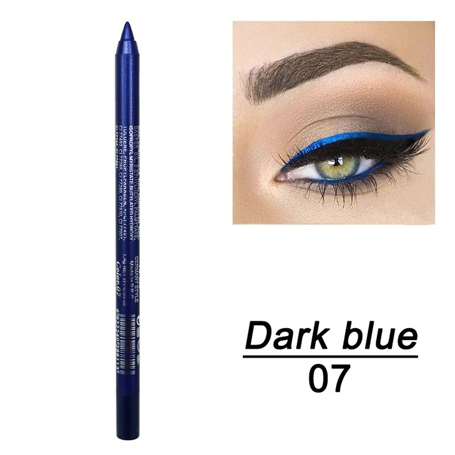 14-Color Colourful Eyeliner Pen, High Pigmented Pearly Glitter ShimmerMetallic Finish, Smokey Punk Gothic Style Eyeliner, Long L