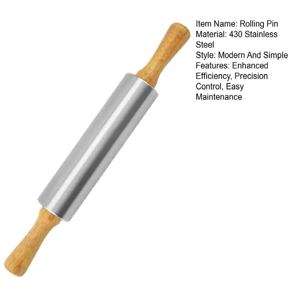 S/Steel Rolling Pin with Wooden Handles