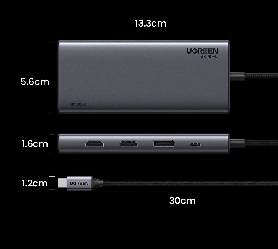 UGREEN Triple Display USB C HUB 10Gbps 4K HDMI Adapter 8-in-1 Splitter with HDMI DP USB3.2 PD 100W Dock for MacBook Pro Air PC