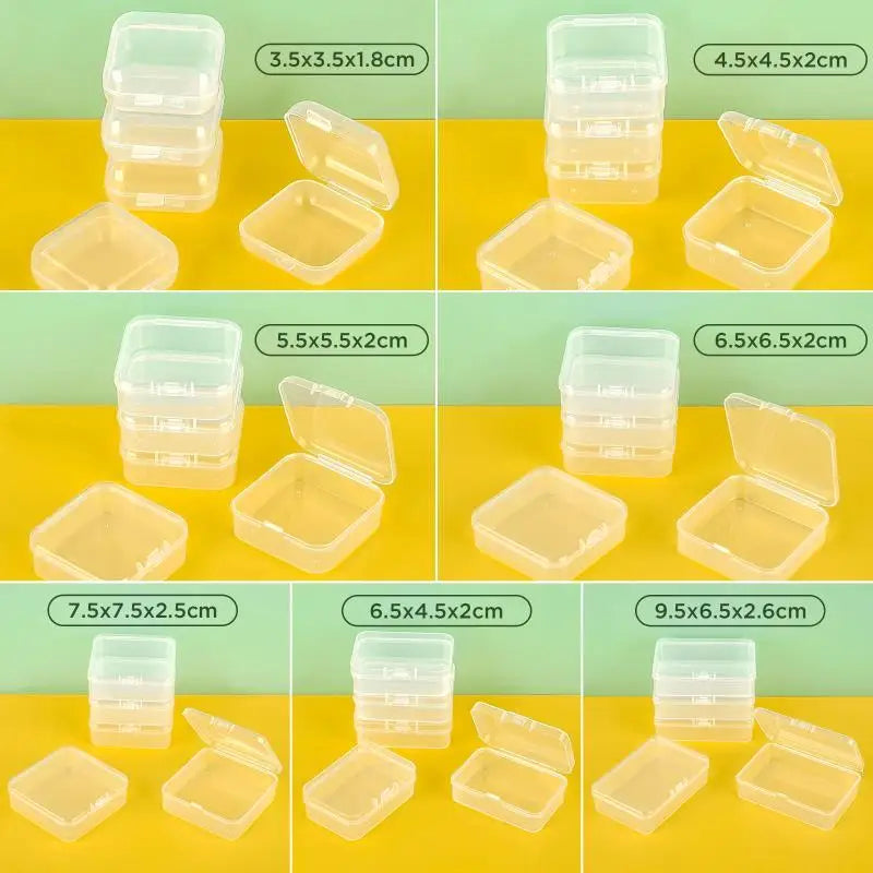 10Pcs PP Storage Box Mini Transparent Plastic Case Container Square Rectangle Packaging Box For Jewellry Beads Small Items