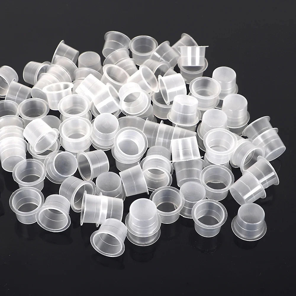 100pcs Tattoo Large Medium Small Ink Pigment Cup Ring Transparent Microblading Cap Lip Eyebrow PMU Bleaching Supplies Cream