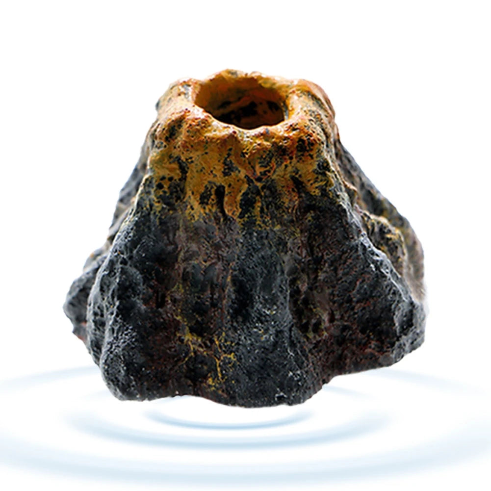 1PC Aquarium Fish Tank Decor Volcano Shape Air Bubble Stone Oxygen Pump Decoration Hiding Fish Cave Resin Ornaments