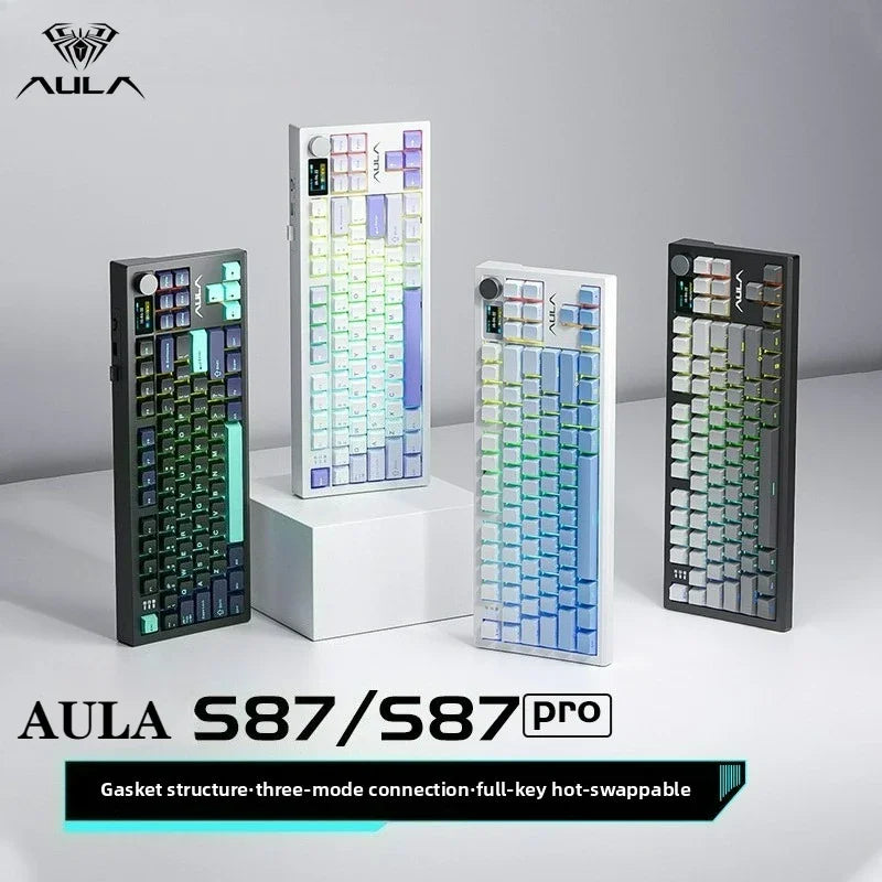 AULA S87Pro Gaming Mechanical Keyboard Wireless Bluetooth Keyboard Tri-mode RGB Hot Swappable Customized Games Accessories