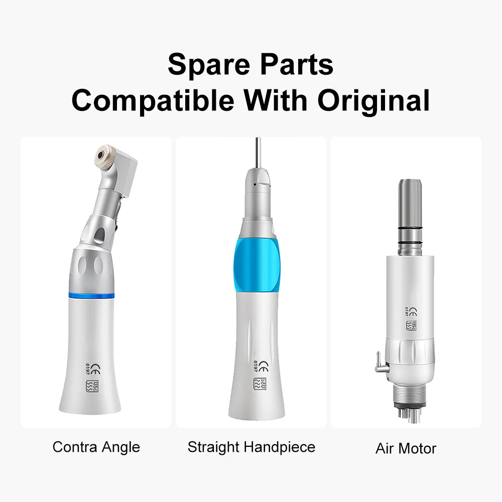 5Pcs/Set Dental High And Low Speed Handpiece Kit Push Putton 1:1 Contra Angle Air Motor Standard High Speed Handpiece With LED