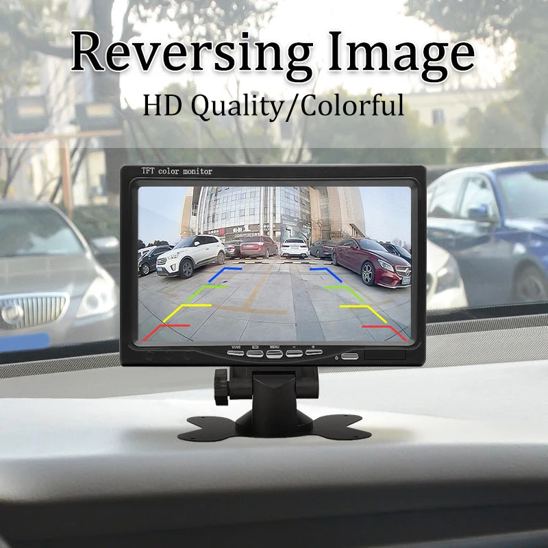 Hippcron 7" Car Monitor 16:9 800*480 Screen With 2 Way Video Input TFT HD Digital For Rear View Camera Parking Backup Reverse