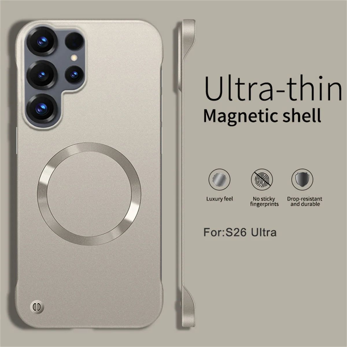 Ultra Thin PC Frameless Magnetic Phone Case for Samung S26 Ultra S25 Edge S24 FE S22 S23 Plus A56 A55 for Magsafe Matte Cover