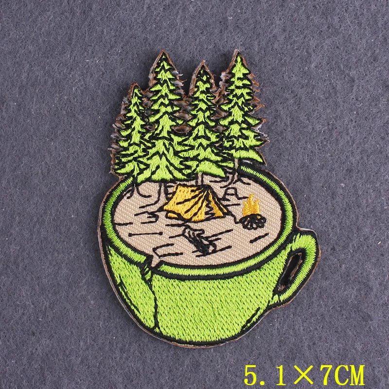 Hiking Adventure Patches For Clothing Stickers DIY Hook Loop Badges Camping Embroidery Patch Iron On Patches On Clothes Stripes
