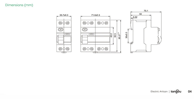RCD RCCB Type B Earth Leakage Residual Current Circuit Breaker Evse 2P 4P AC 40a 63a 30ma 100ma 300ma 10KA Din Rail 230V TONGOU