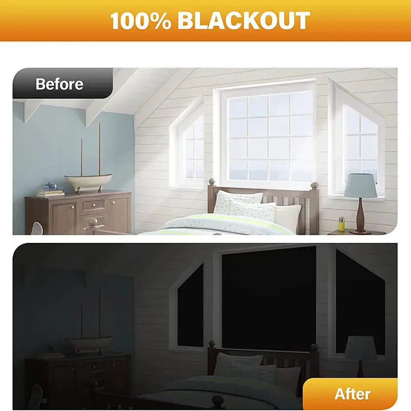 100% Blackout Curtain Removable Portable Travel DIY Blocking Window Film For Living Room Home Non-perforate No Drill Black Cloth