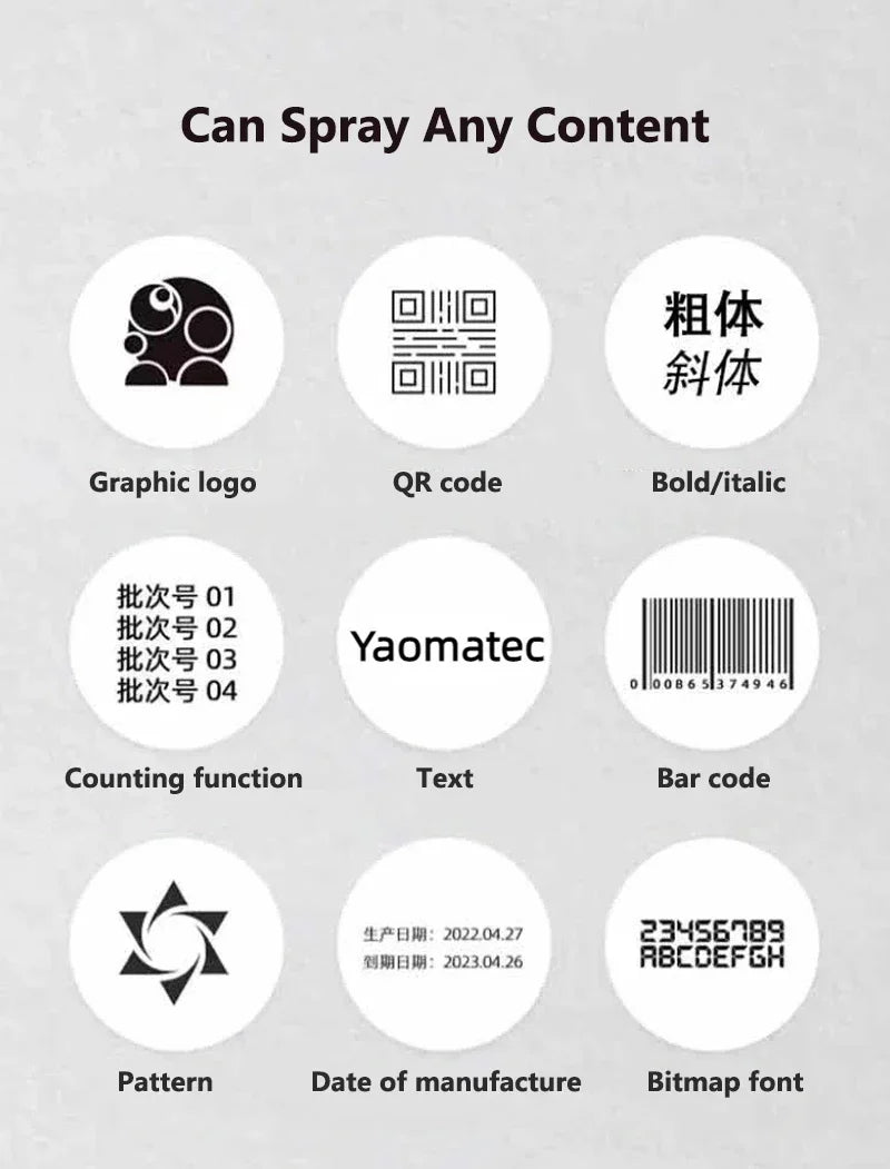 Portable Handheld Inkjet Printer 12.7mm Label QR Bar Batch Code Date Number Logo Expiry Date Coding Machine 28 Languages