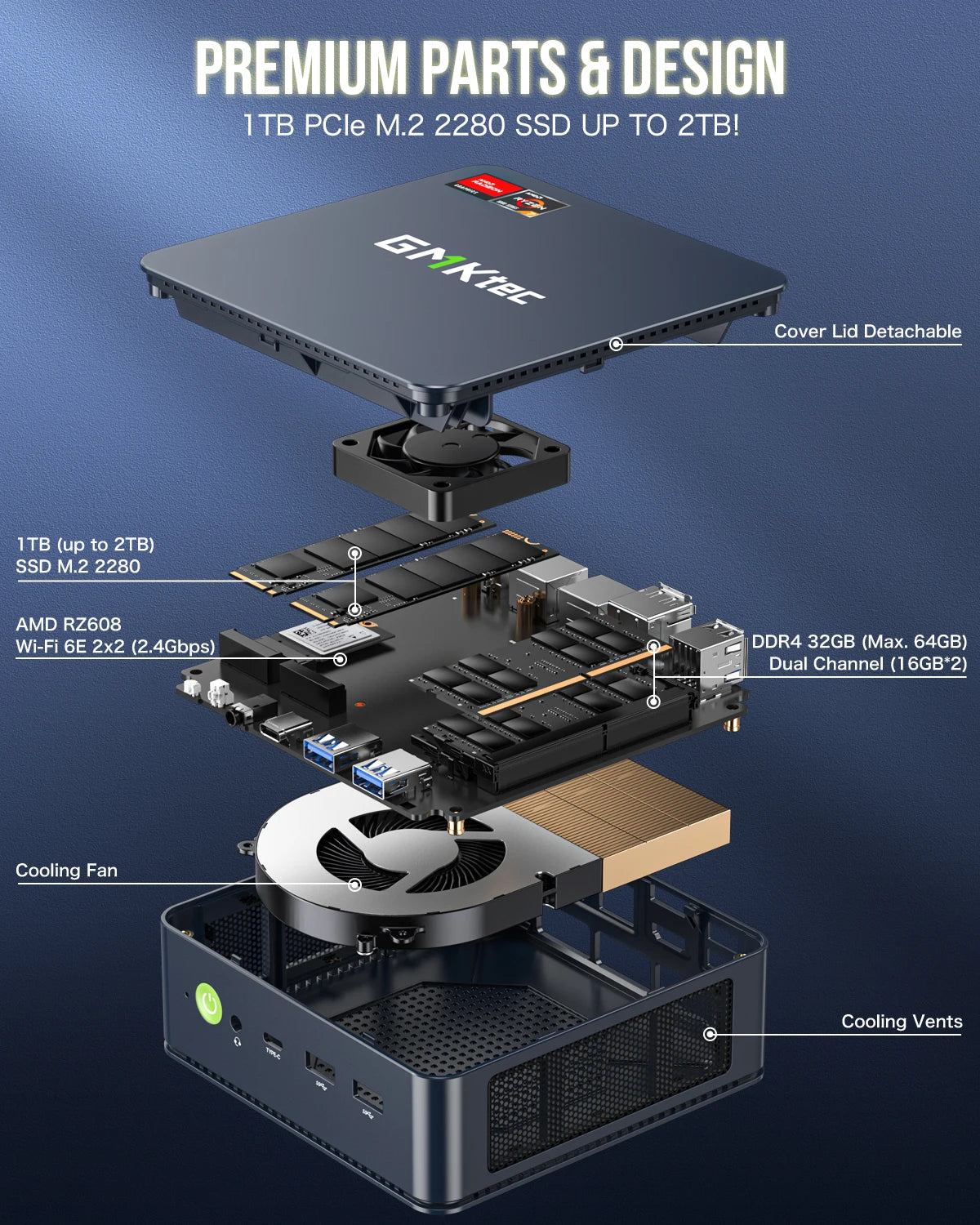 GMKtec M5 Plus Ryzen 7 5825U Mini PC Windows 11 Pro DDR4 Dual Channel NVMe M.2 SSD WIFI6E BT5.2 Desktop Office Gaming Computer