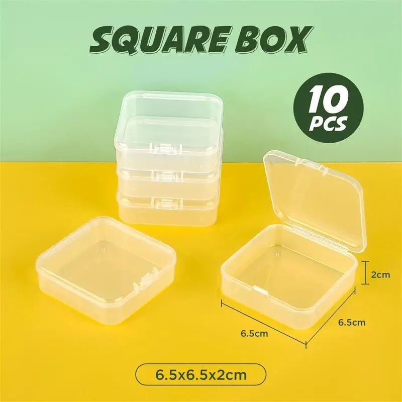 10Pcs PP Storage Box Mini Transparent Plastic Case Container Square Rectangle Packaging Box For Jewellry Beads Small Items