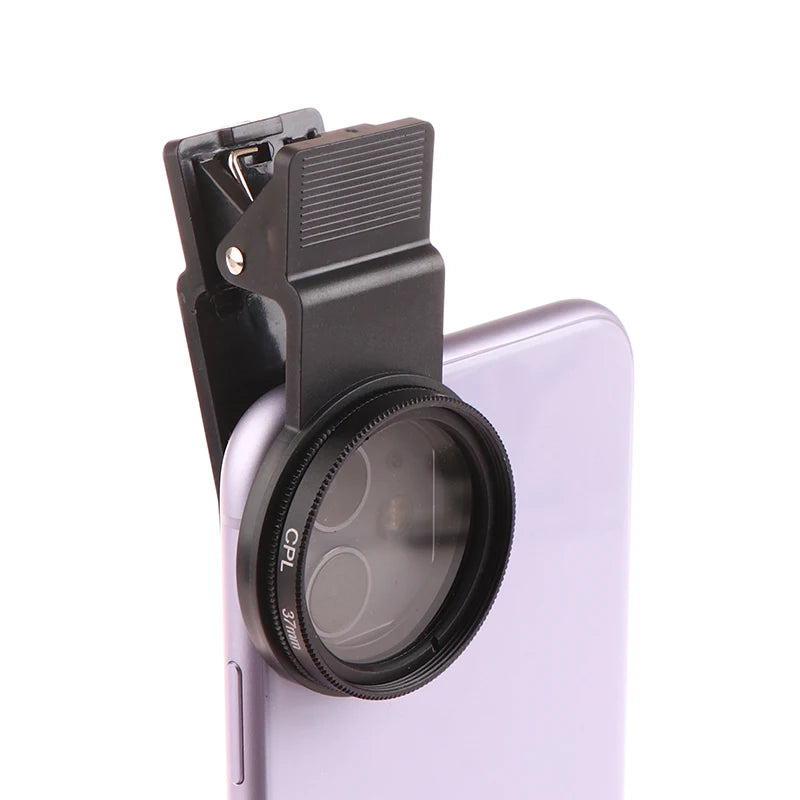 Clearance_Universal With Clip Portable Professional Phone Polarizer Wide Angle Lens 37/52MM CPL Filter Circular Camera Black Acc