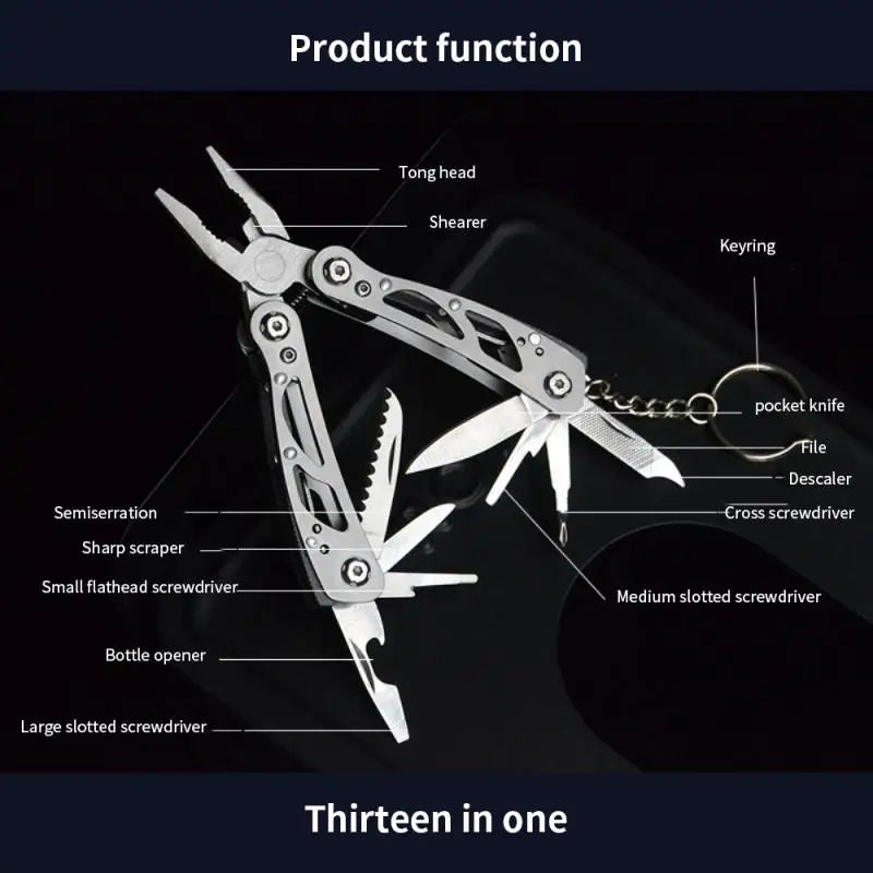 14 In 1Outdoor Mini Folding Muilti-functional Plier Clamp Keychain Outdoor Hiking Tool Pocket Multitools Knife Outdoor USB Mosqu