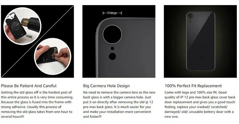 Back Glass For iPhone X 5.8 inch Back Glass Panel Battery Cover Big Hole Camera Rear Glass For A1865,A1901,A1902 Repair Parts