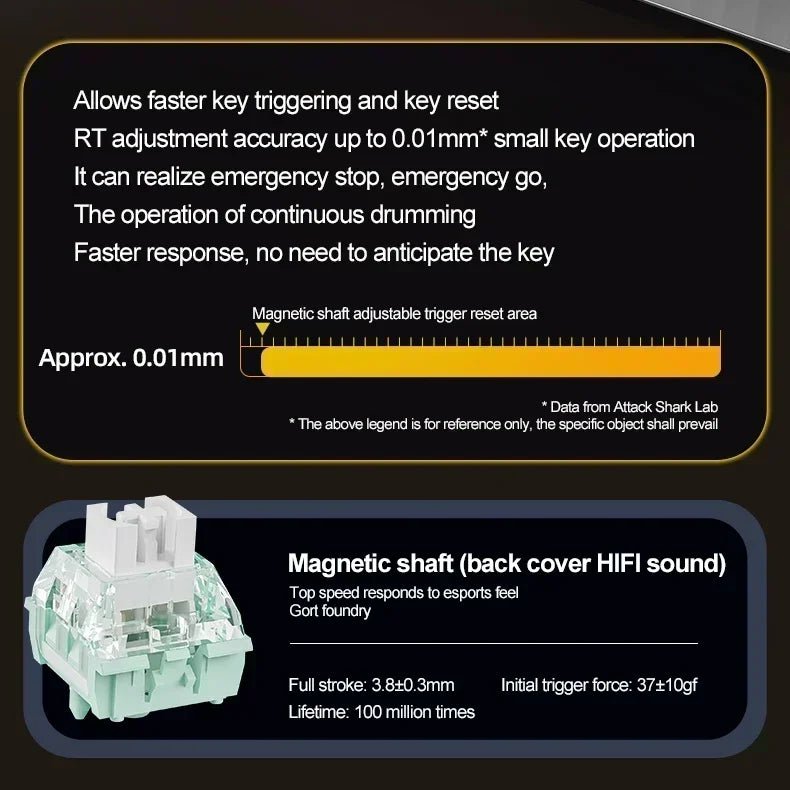 ATTACK SHARK X68HE Keyboard Magnetic Mechanical Gaming Wired Keyboard RGB 0.01mm Rapid Trigg 8000Hz SOCD/Rs 0.125ms 128K Rate
