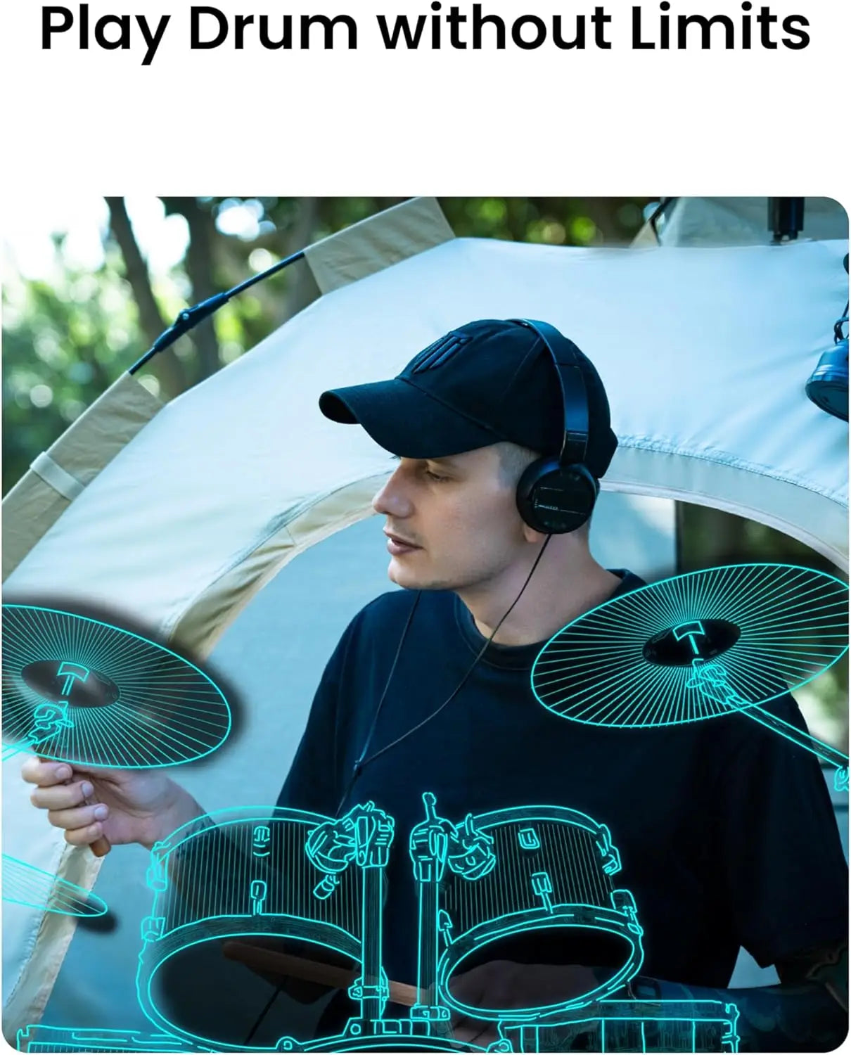 2024 New Pocket Drum 2 MAX Somatosensory Digital Electronic Air Drum Stick Set Drumsticks & Foot Pedals & Bluetooth Adapter