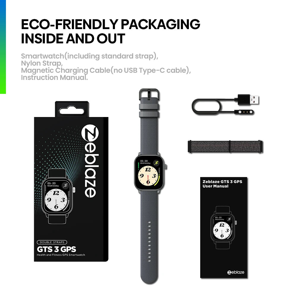 New 2025 Zeblaze GTS 3 GPS 2.01" Screen Sports Smartwatch Make/Receive Phone Calls Heart Rate SpO2 Stress Tracking Smart Watch