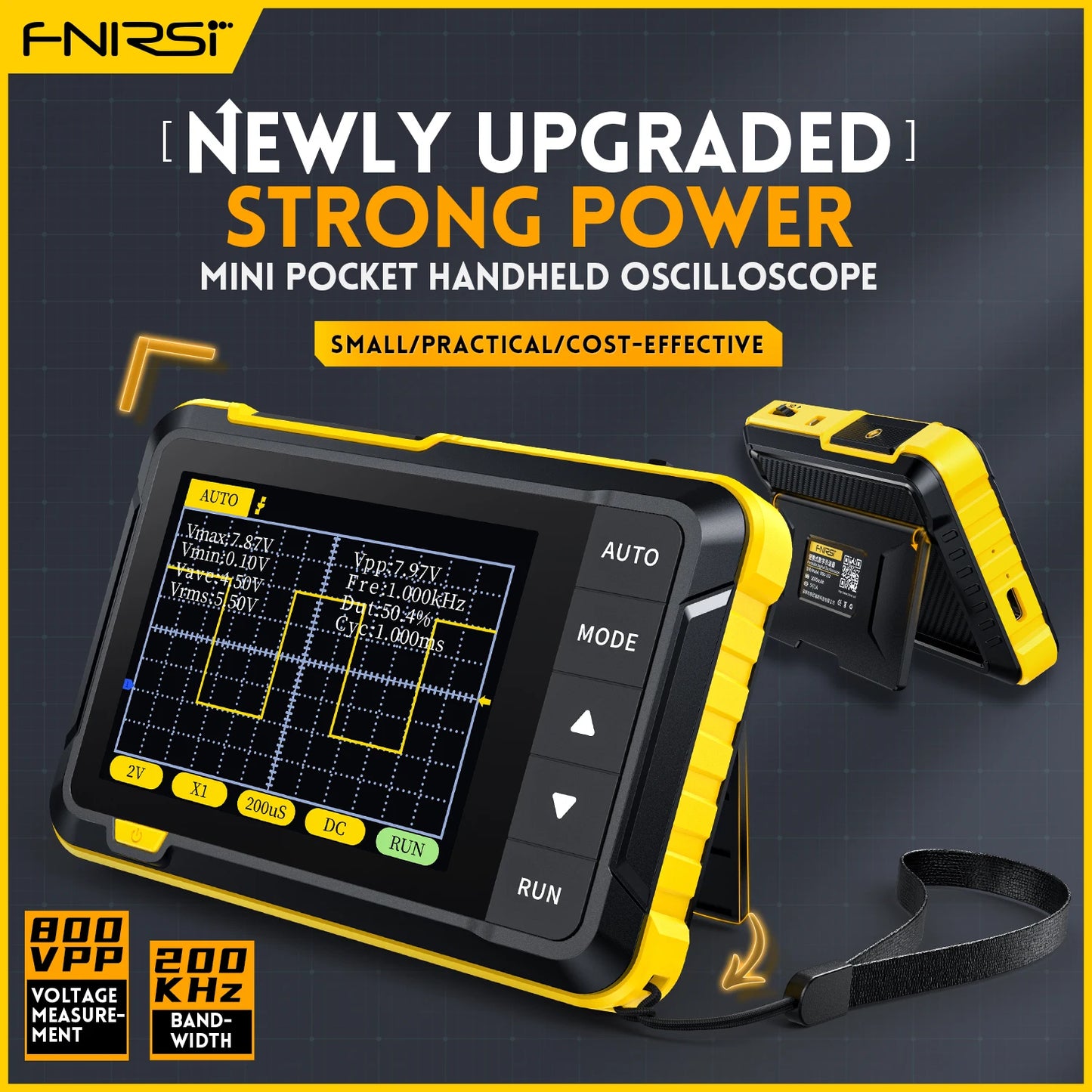 FNIRSI DSO152 Mini Handheld Digital Osciloscopio 2.5MSa/s 200KHz Analog Bandwidth 800VPP Support Firmware Upgrade PWM Output