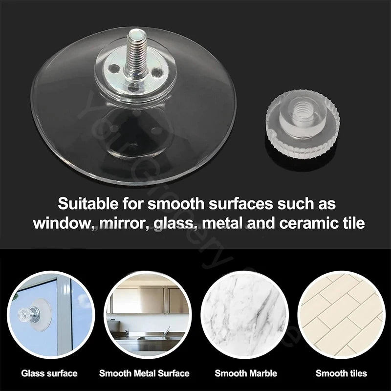 4CM transparent strong PVC suction cup hook with M4 screw rod plastic M5 nut foot pad waterproof storage fixed