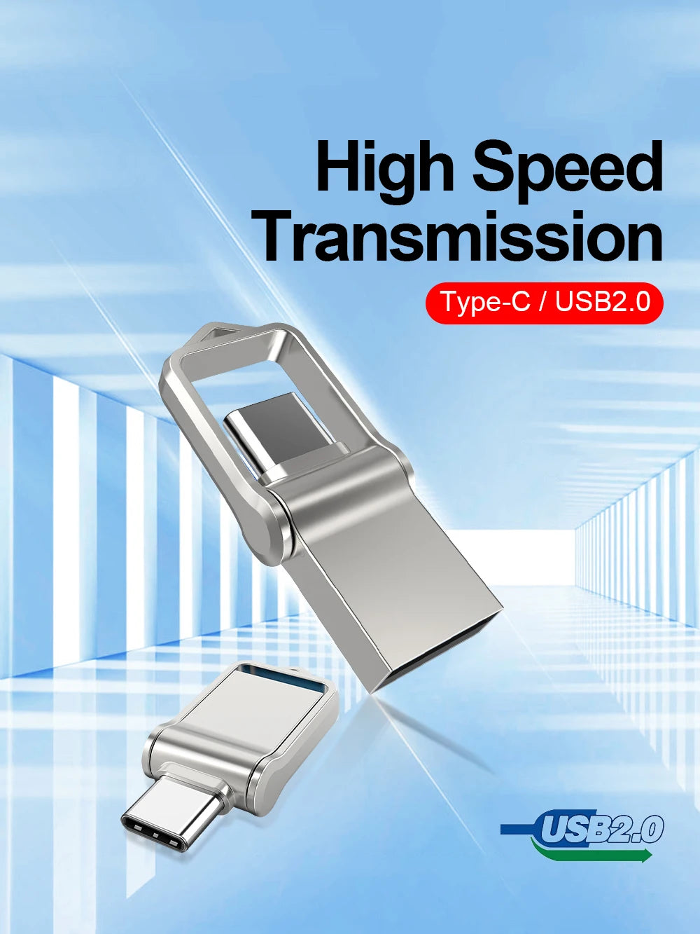 Mini TYPE C USB 2.0 Dual Flash Drive 64GB Tiny Pen Drive 32GB memoria usb Memory Disk 64G 32GB Pendrives cle usb