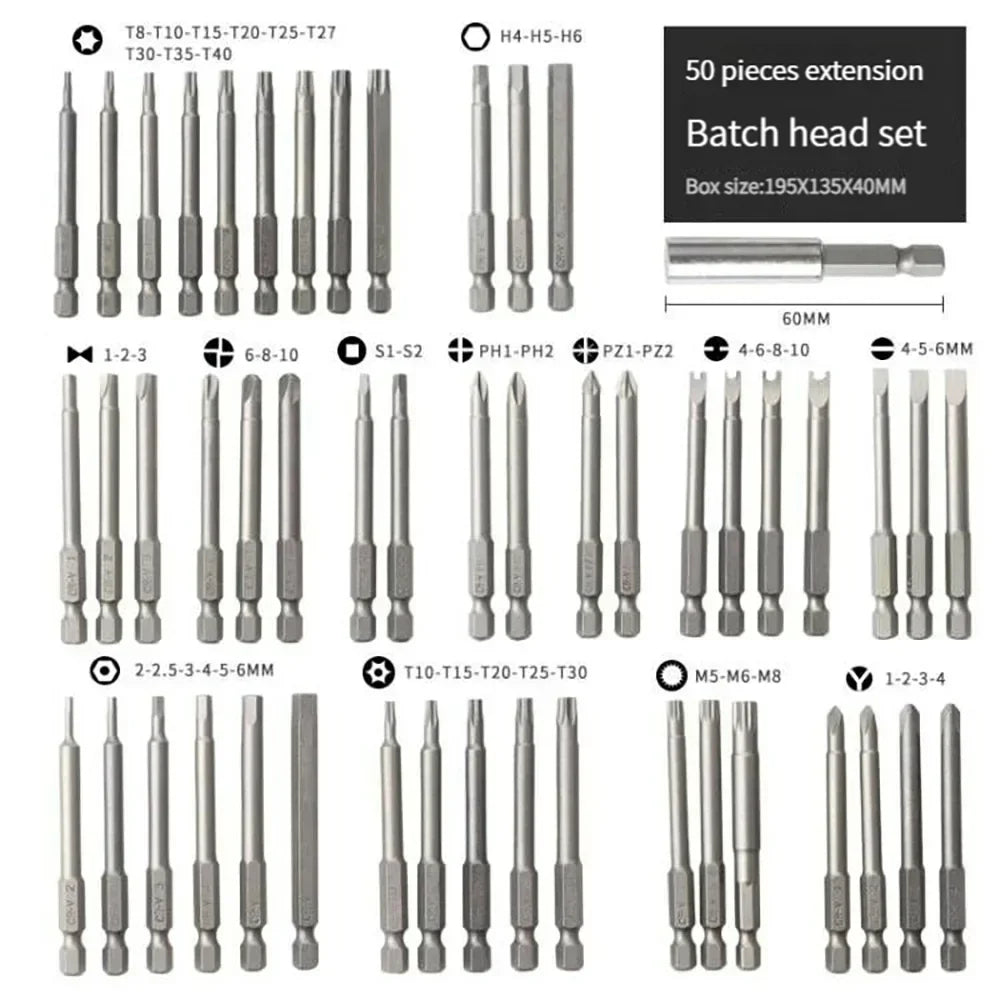 50-in-1 Multi-specification Electric Screwdriver Set Mobile Phone Computer Repair and Dismantling Precision Screwdriver Bit Set