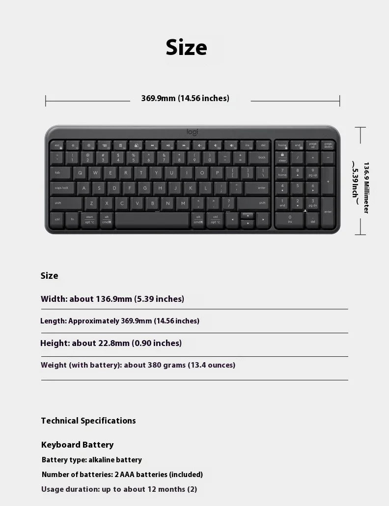 Logitech K251 Bluetooth Keyboard 99 Keys with Stand Holder, Wireless for Mac, IPhone, Android, Tablet, PC - 2025 New Release