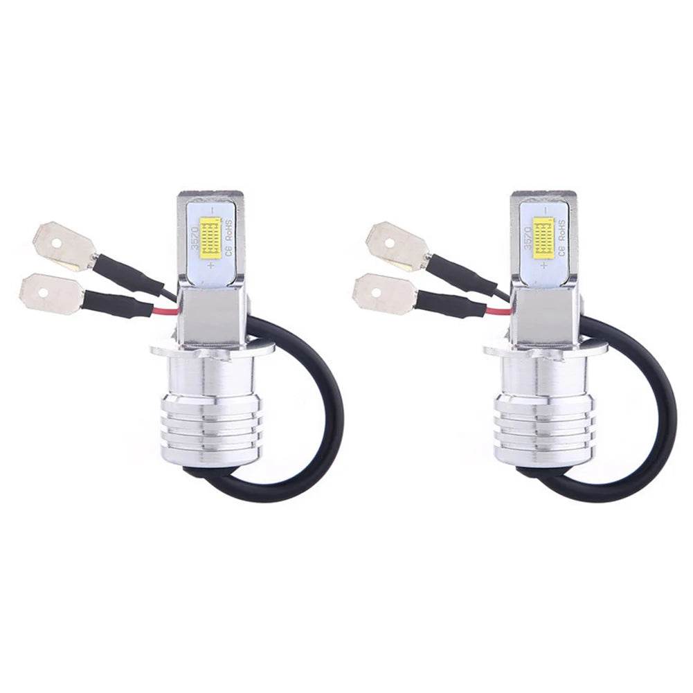 2Pcs H3 Car LED Fog Light Bulb Conversion Kit Super Bright Yellow DRL Lamp 3000K 80W 50000H 2000LM Auto Beam Fog Lamp
