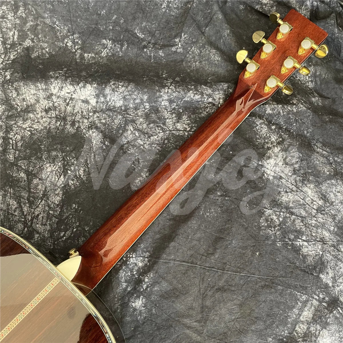 Sunburst Solid Spruce Acoustic Guitar 40 Inches OM Type 45 Model Rosewood Body Abalone Inlays Ebony Fingerboard