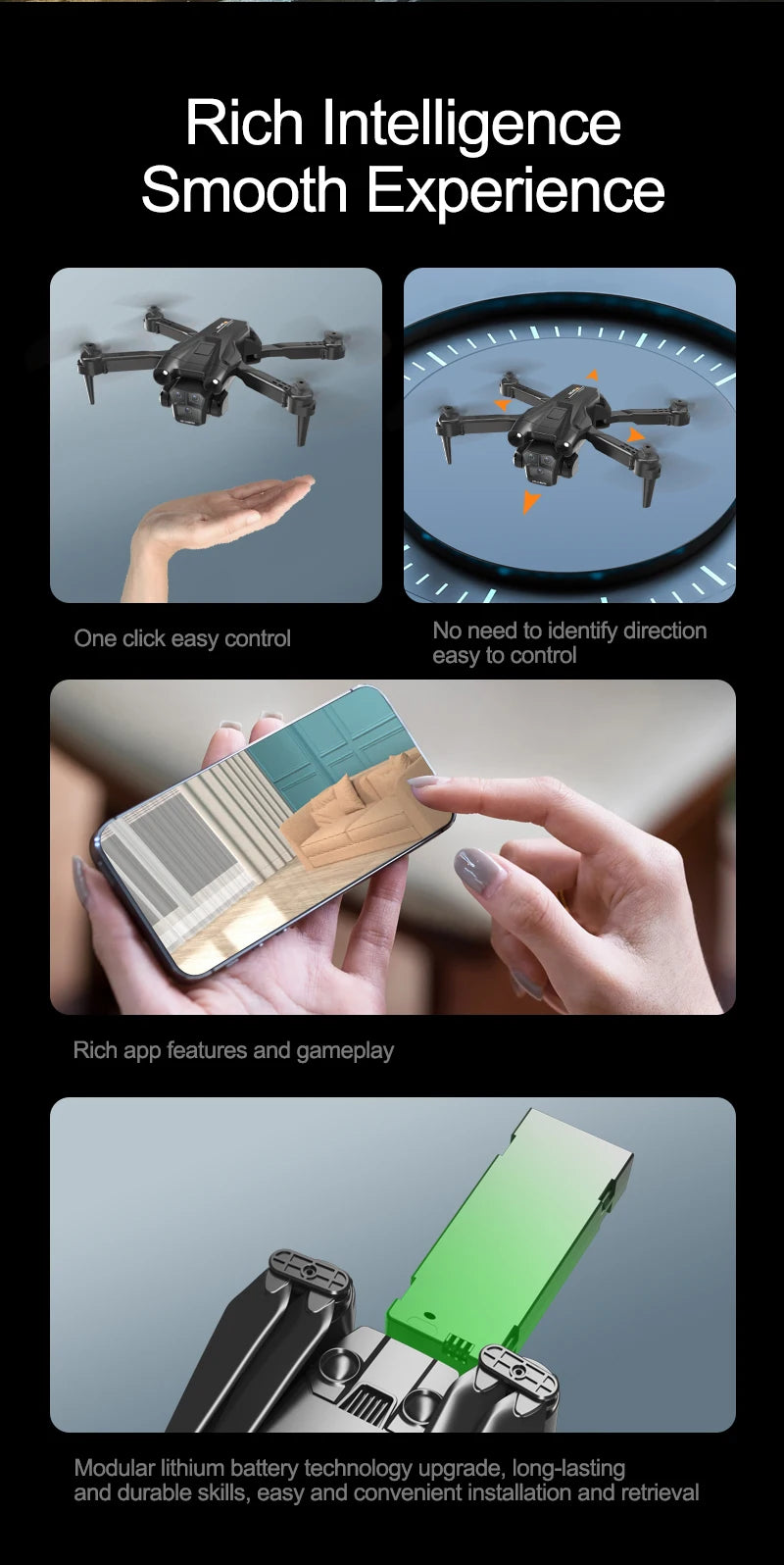 KBDFA New M4 RC Drone 4K Professinal With Wide Angle Triple HD Camera Foldable RC Helicopter WIFI FPV Height Hold Toy Drone