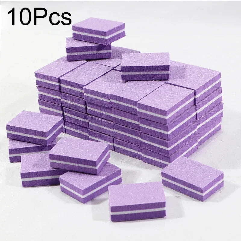 Nail Art Buffer Polish 50-10Pcs Mini Buffing Sanding Files Block Pedicure Care Manicure Pedicure Nail File Tools Nail Charm