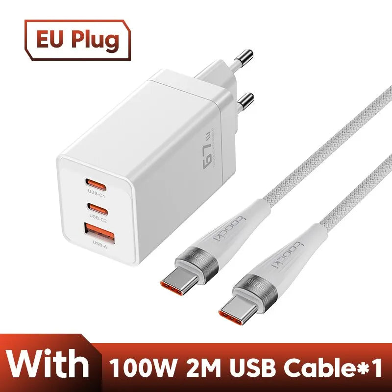 Toocki 67W GaN USB C Charger QC4.0 65W PD 3.0 Type C Fast Charger Quick For iPhone 16 15 14 13 Pro Samsung Xiaomi Huawei MacBook