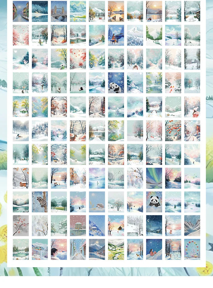 200 sheet Four Seasons Landscape material paper Decor Diary Album Scrapbooking material Background paper junk journal supplies