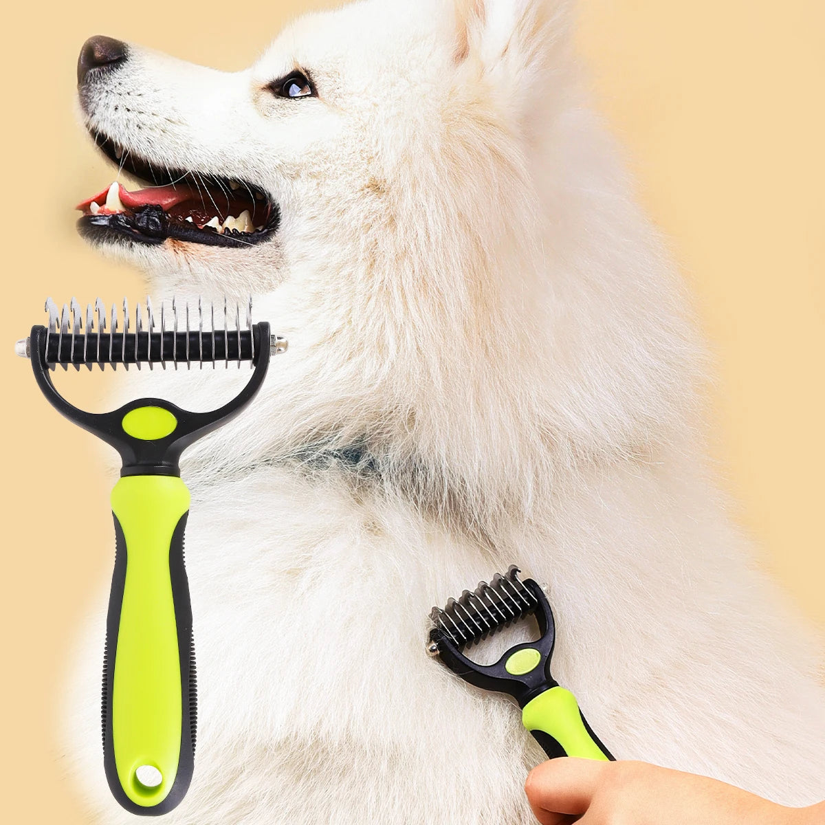 1pc Pet Grooming Brush Double Sided Shedding and Dematting Undercoat Rake Comb for Dogs and Cats