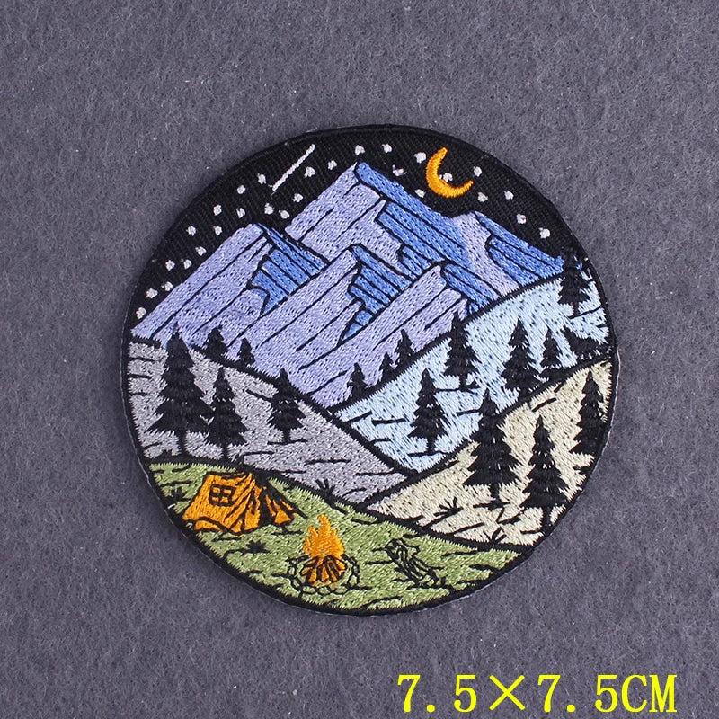 Hiking Adventure Patches For Clothing Stickers DIY Hook Loop Badges Camping Embroidery Patch Iron On Patches On Clothes Stripes