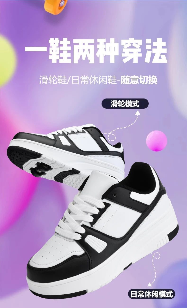 Children's Roller Skate Shoes Student Inline Skating Shoes grils 4-Wheel Deformation Boy's Skating Shoes