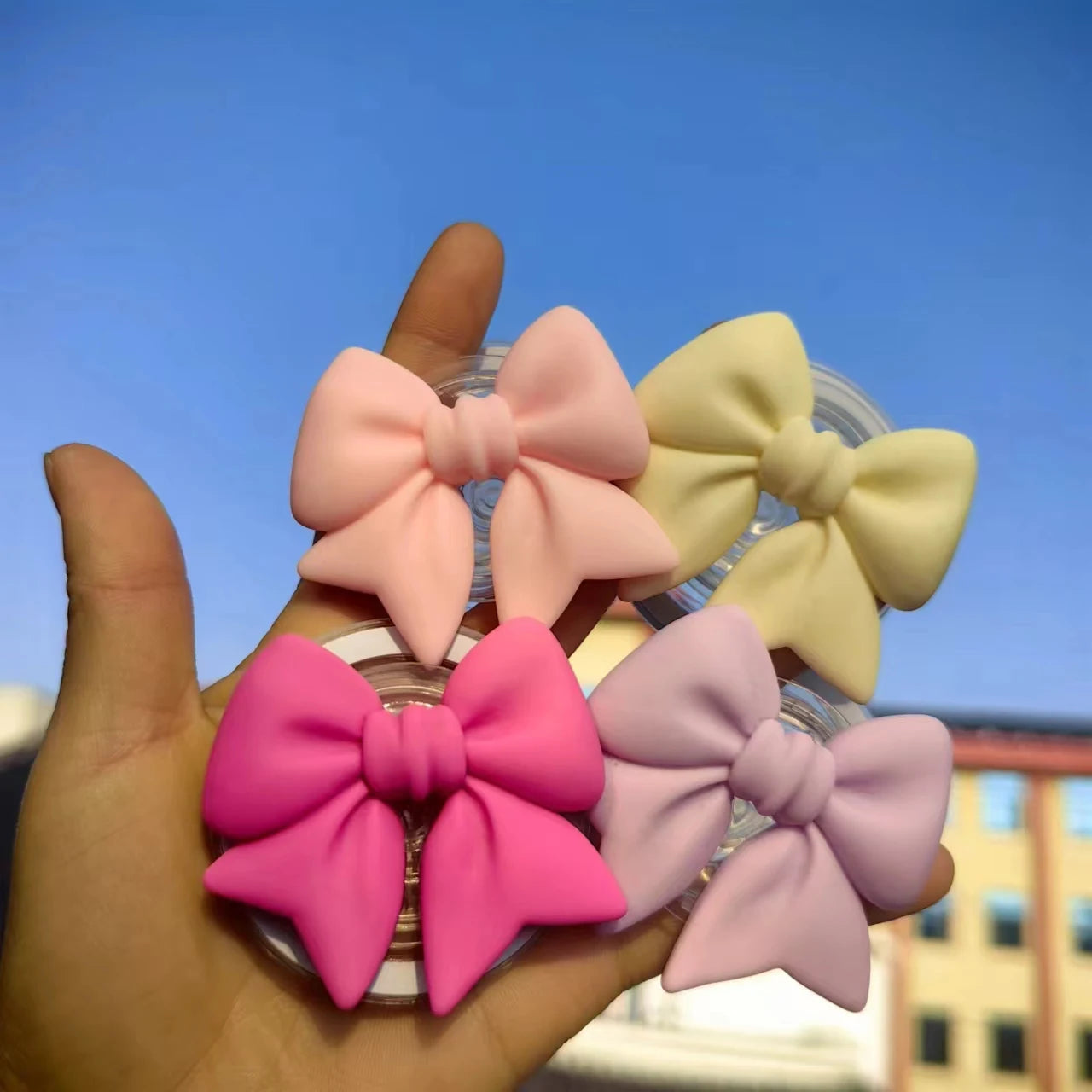 Macaron Color Bow-knot Smart Tok Magnetic Holder For Magsafe Universal Phone Holder Bracket GripTok Stand Socket Lazy Bracket