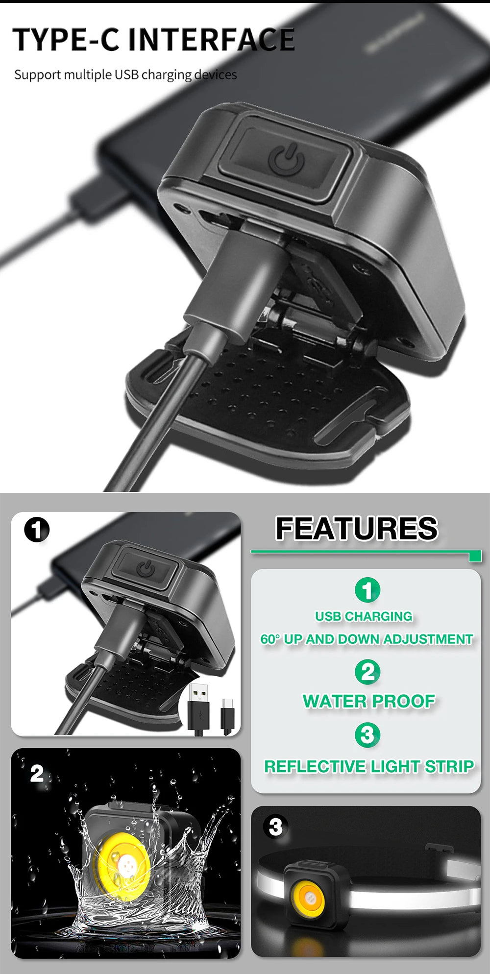 Industrial Grade Spray Gun Light, USB Charging, Home Lighting Tool, Suitable For Spray Paint Gun Light, Pneumatic Tool Assistant