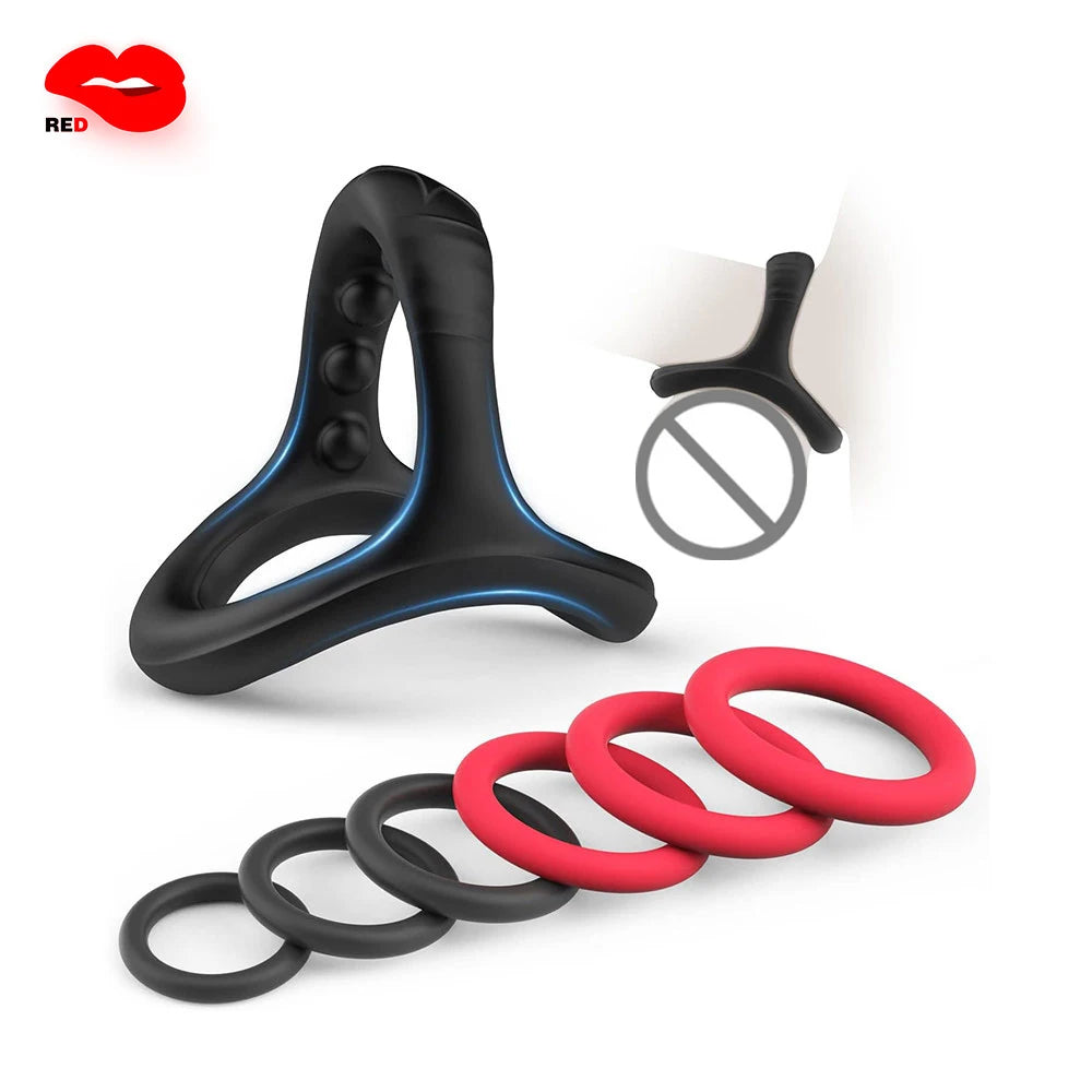 Silicone Cock Penis Rings with Enlargers Erection Enhancing Ultra Soft Long Lasting Stronger Adult Sex Toys for Men or Couples